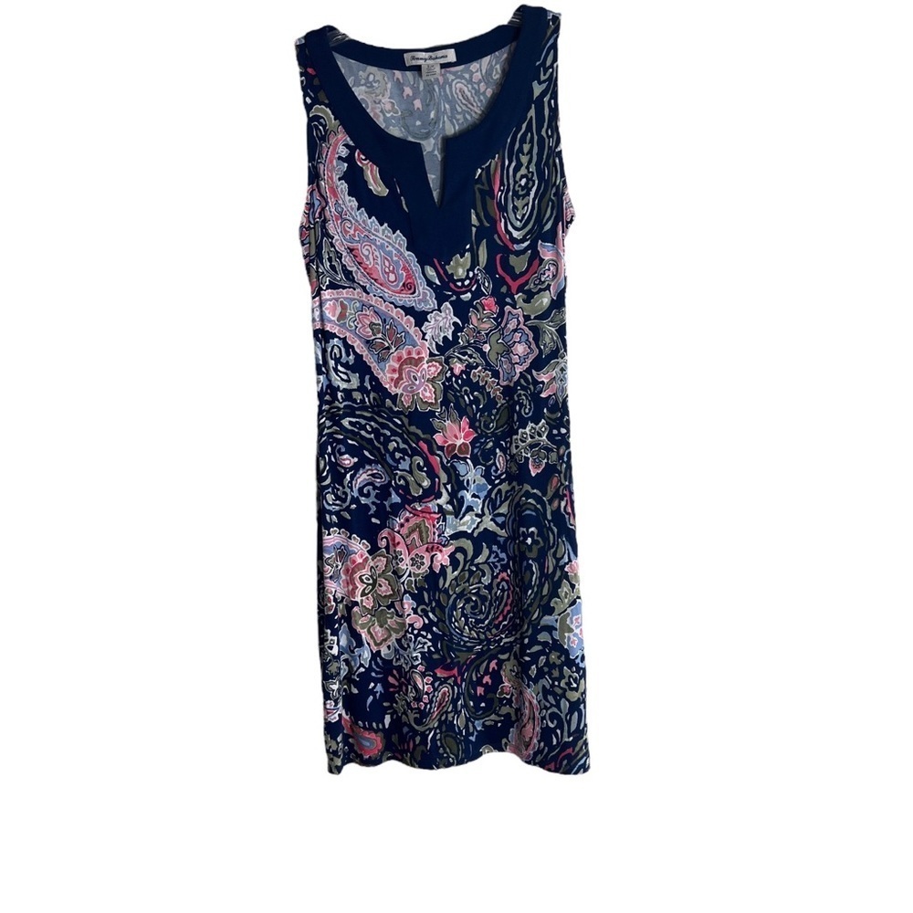 TOMMY BAHAMA Paisley Promanade Short Dress in Oceana Blue Size S/P - Picture 2 of 6